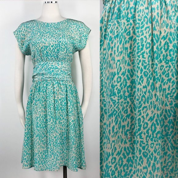 Tucker S Silk Cat's Bright Eye Leopard Print Dress - Picture 2 of 8